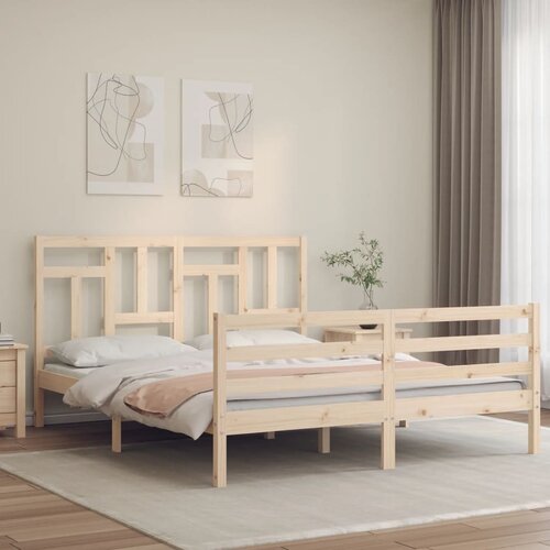vidaXL Posteljni okvir z vzglavjem 160x200 cm trden les Cene