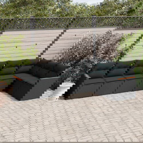 VidaXL 7-dijelni set vrtnih sofa od poliratana s jastucima crni Slike