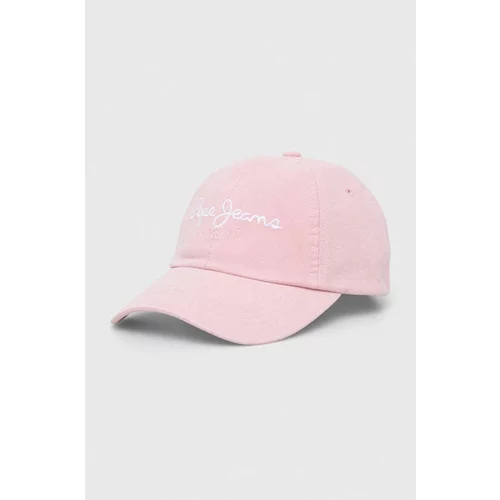 PepeJeans Bombažna bejzbolska kapa roza barva