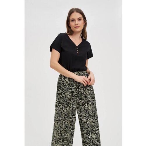 Marisse Black Cotton Button-Up Blouse Cene