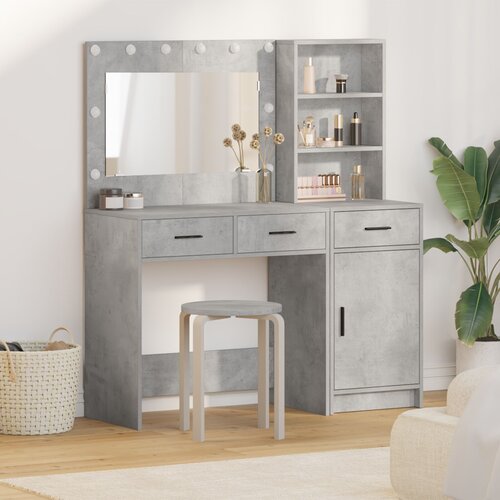 VidaXL Set od 2 Betonski sivi MDF 80 cm Ogledalo Toaletni stol Slike