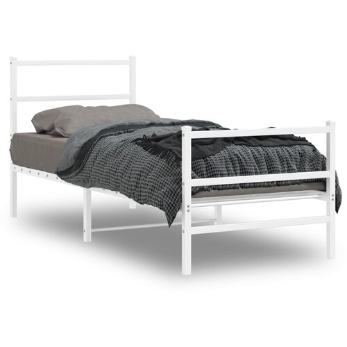 Furnova Kovinski posteljni okvir z vzglavjem in vznožjem&amp;nbsp;bel 75x190 cm, (21941228) Slike