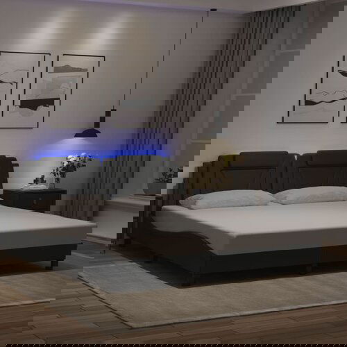 Furnova Posteljni okvir z LED lučkami črn 180x200 cm umetno usnje, (21938315) Slike