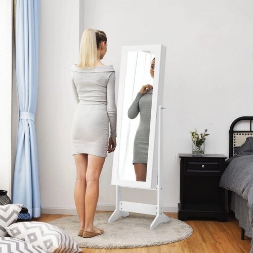 AR Samostojeći ormsaogledalom za nakit 144cm Beli Cene