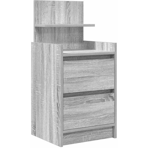 vidaXL Nočna omarica z 2 predaloma siva sonoma 38x34x80 cm Cene