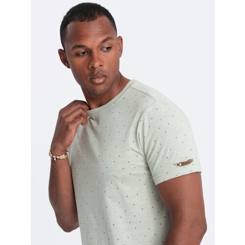 Ombre Men's full-print t-shirt with colorful letters - light green Cene