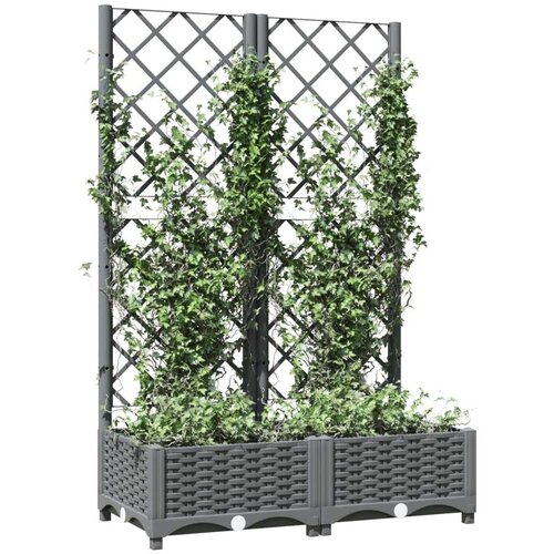 vidaXL Cvetlično korito z oporno mrežo svetlo sivo 80x40x121,5 cm PP Cene