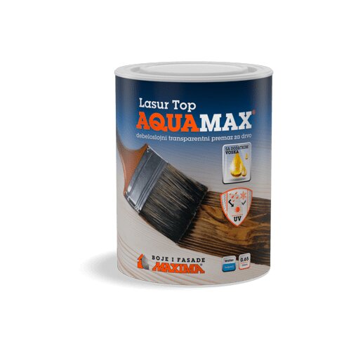 Maxima aquamax lasur top transparentni debeloslojni lak 0.65L, palisander Slike
