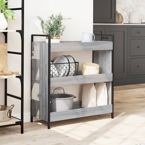  Kuhinjska kolica siva boja hrasta 70x30x82 cm konstruirano drvo Slike