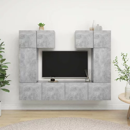  Komplet TV omaric 6-delni betonsko siva iverna plošča, (20734131)