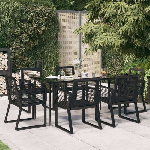  7-dijelni vrtni blagovaonski set od PVC ratana crni Cene
