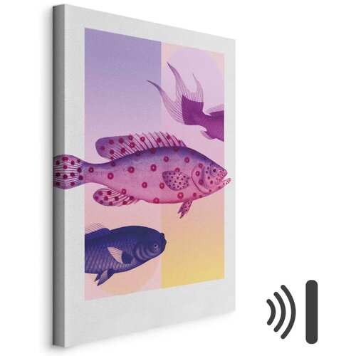  Slika - Fish in Pastels - Stylized Fish Against Gradient Shapes 60x90 Akustična Cijene