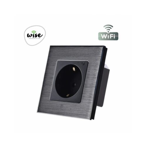 Wise Wifi pametna utičnica ugradna, aluminijumski panel crna WU0013 Cene