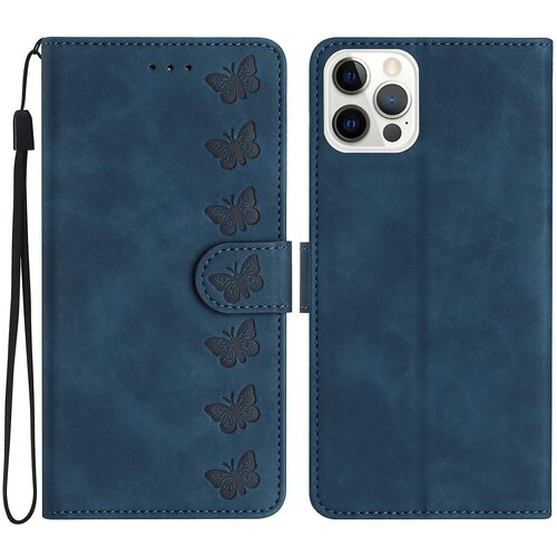 INORCO Za iPhone 14 Pro Max PU usnjena torbica za telefon z vtisnjenim metuljem, odporna na padce, (22035837) Slike