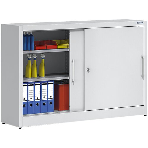 eurokraft pro Omara z drsnimi vrati, višina 1000 mm, s sredinsko predelno steno in 2 x 2 policama, širina 1500 mm, globina 420 mm, vrata svetlo modra Cene