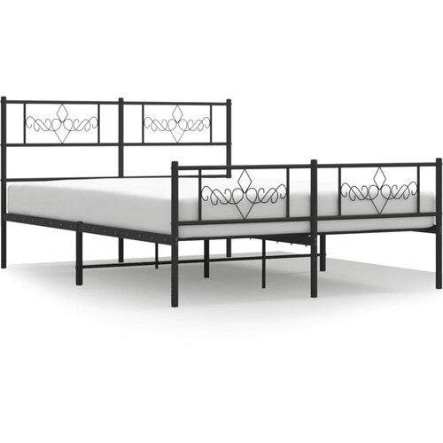  Metalni okvir kreveta uzglavlje i podnožje crni 140x190 cm Slike