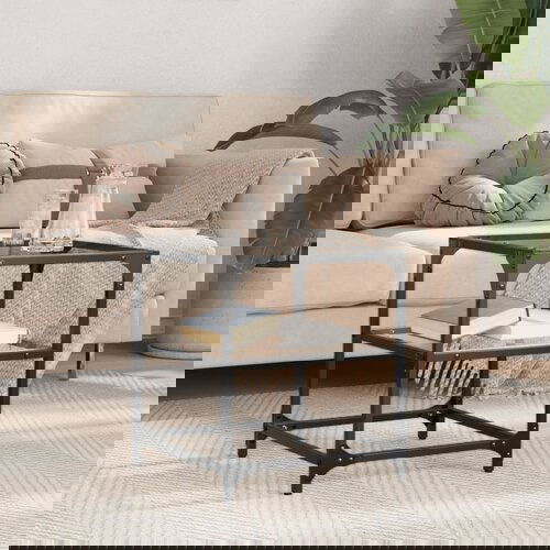 The Living Store Klubska mizica s stekleno povr&amp;scaron;ino 40x40x45 cm jeklo - Klubska Mizica, (21572986) Slike