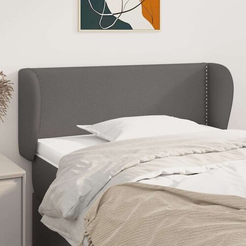  Vzglavje z u&amp;scaron;esi sivo 103x23x78/88 cm umetno usnje, (20736855) Slike