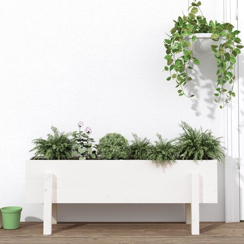 vidaXL Povišena vrtna gredica bijela 101 x 30 x 38 cm masivna borovina Cijene