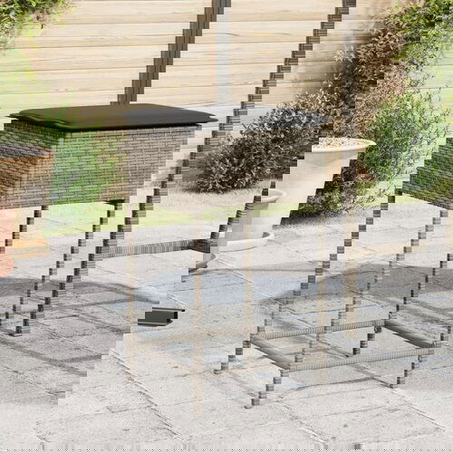 The Living Store Vrtni barski stolčki z blazinami 2 kosa siv poli ratan - Vrtni Barski Stolček, (21572315) Cene