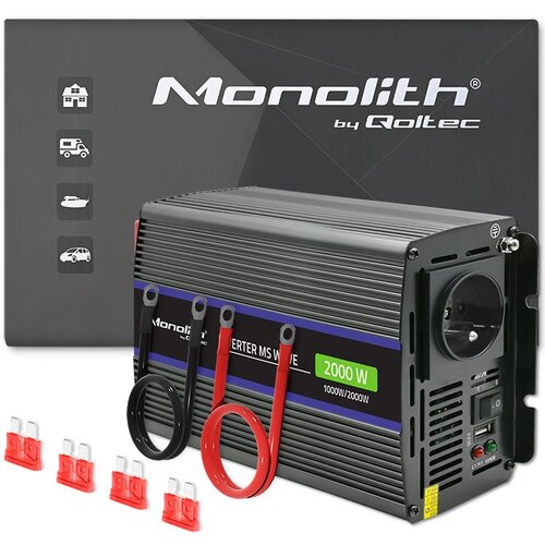 Qoltec Monolith 2000 MS Wave Voltage Converter | 12V to 230V | 1000 /2000W | USB Cijene