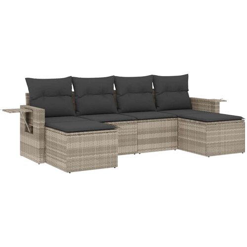  6-dijelni set vrtnih sofa od poliratana s jastucima svjetlosivi Slike