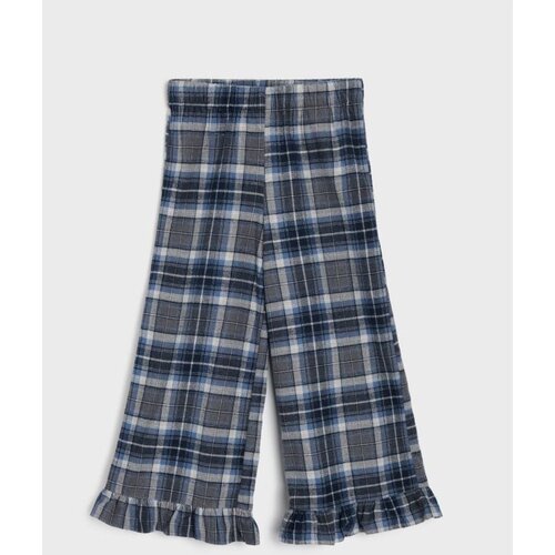 Sinsay Flanel hlače wide leg s volanom na karirani uzorak Cijene
