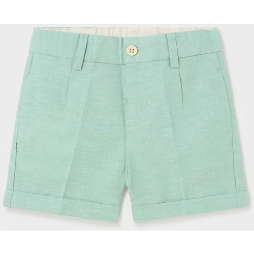 Mayoral Kratke hlače za dojenčke iz lanene mešanice zelena barva