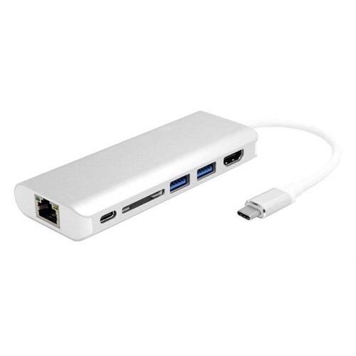 Red "adapter USB 3.0 tip C (Mu&scaron;ki) na 2x USB 3.0 (Ženski),HDMI (Ženski),RJ-45 (Ženski),USB tip C (Ženski) siva" Cene
