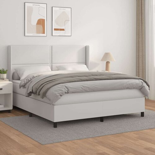  Box spring postelja z vzmetnico bela 180x200 cm umetno usnje, (20900302) Slike