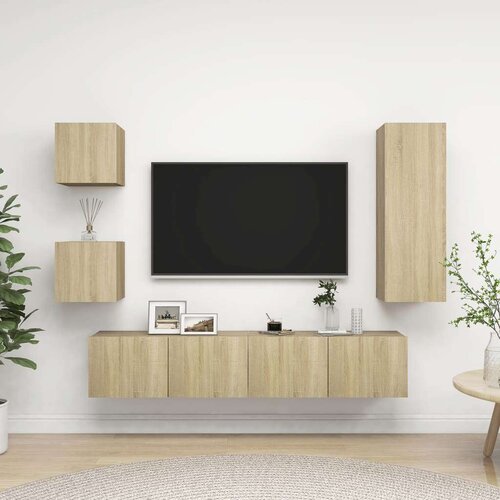  5-dijelni set TV ormarića boja hrasta sonome od iverice Slike