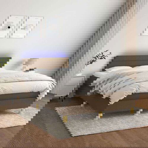  Box spring s madracem LED tamnosmeđi 120x200 cm tkanina Slike