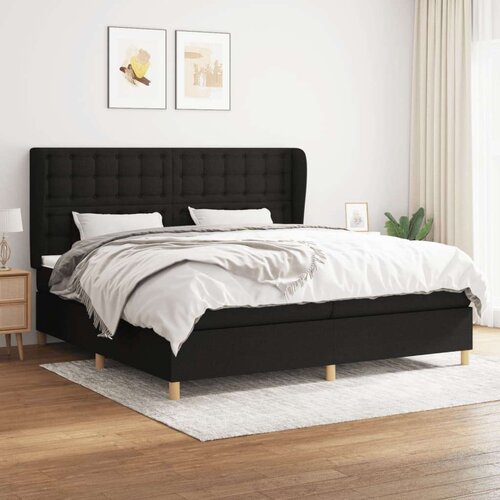  Box spring postelja z vzmetnico črn 200x200 cm blago, (20894515) Slike