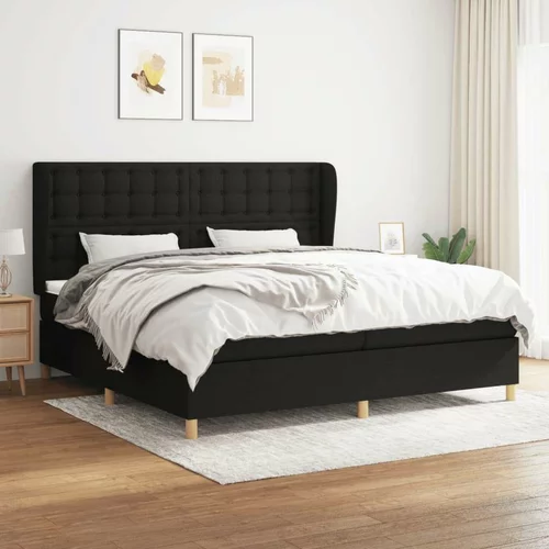  Box spring postelja z vzmetnico črn 200x200 cm blago, (20894515)