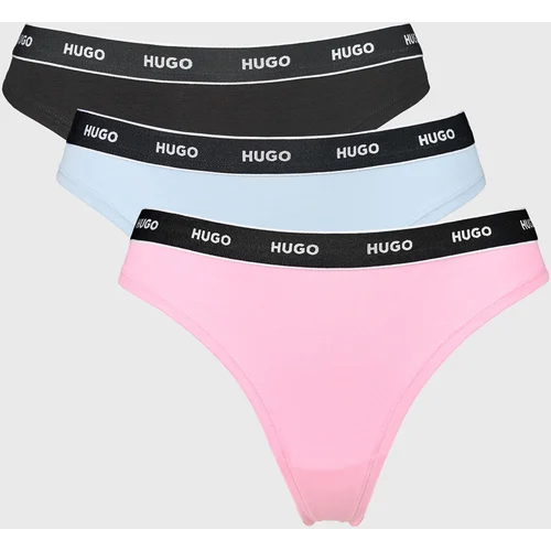 Hugo Boss Tanga gaćice svijetloplava / svijetloroza / crna