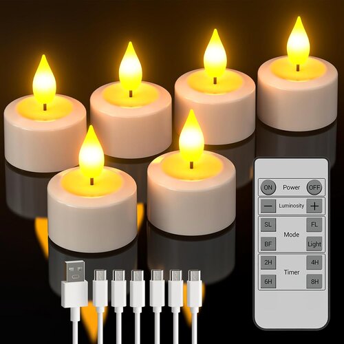 SOULBAY Komplet polnilnih LED čajnih svečk z daljincem in časovnikom Slike