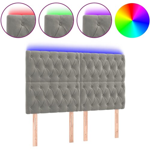 VidaXL LED posteljno vzglavje svetlo sivo 160x7x118/128 cm žamet, (20793878) Slike