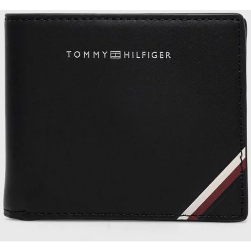 Tommy Hilfiger Usnjena denarnica + obesek za ključe moški, črna barva