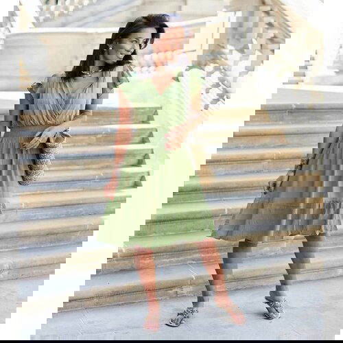 UR/CEO Green dress with ruching Estensi Slike