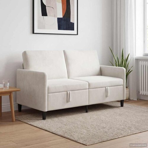 SOFA s pohranom Krem 152 x 78 x 87 cm Poliester Slike