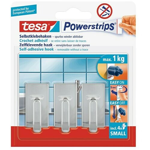 Tesa Powerstrips Samoljepljivi držač (Veličina: S, Krom, 3 Kom.) Cijene