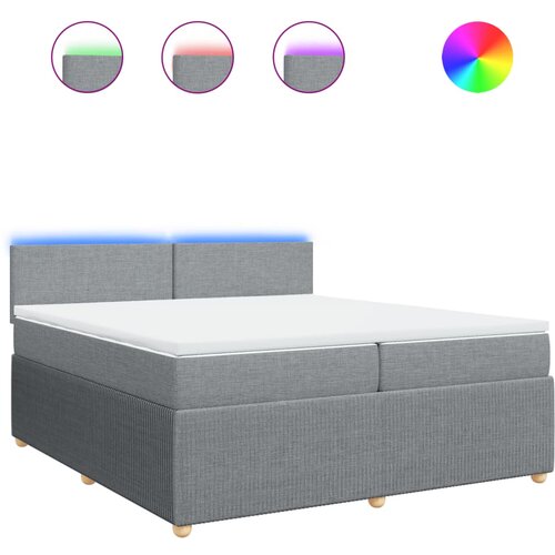 vidaXL Box spring postelja z vzmetnico svetlo siva 200x200 cm blago, (21310403) Cene