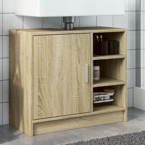 vidaXL Ormarić za umivaonik boja hrasta 63x29x55 cm konstruirano drvo Cijene