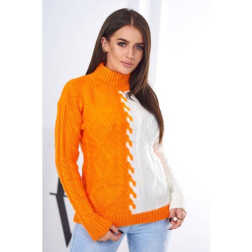 Kesi Two-tone sweater orange+ecru Slike