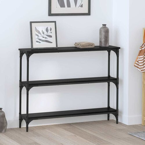 vidaXL Konzolna stolica s policom Crni hrast 100 x 22.5 x 75 cm Cene