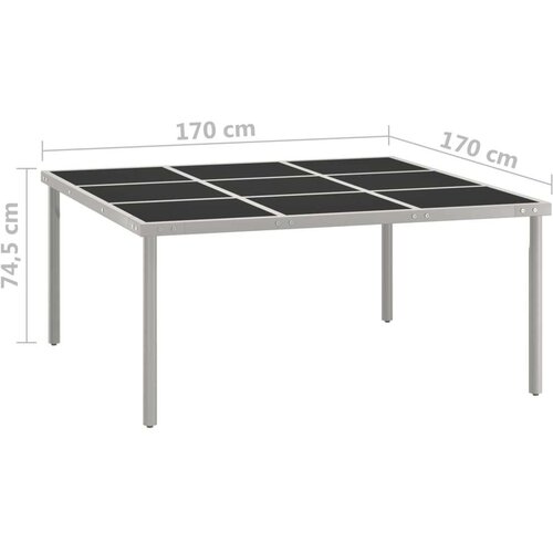 VidaXL Vrtni blagovaonski stol 170 x 170 x 74,5 cm od stakla i čelika Slike