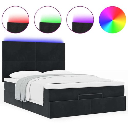  Otomanski krevet s madracima&amp;amp;amp LED crni 140x190 cm bar&amp;scaron;unasti Slike