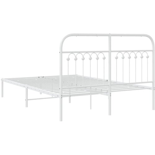  Metalni okvir za krevet s uzglavljem bijeli 135x190 cm Slike