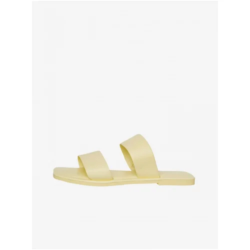 Vero Moda Yellow Leather Slippers Sun Glow - Women