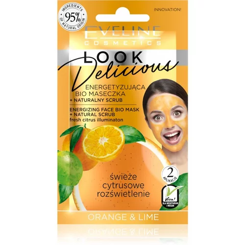 Eveline Cosmetics Look Delicious Orange & Lime vlažilna in posvetlitvena maska s piling učinkom 10 ml